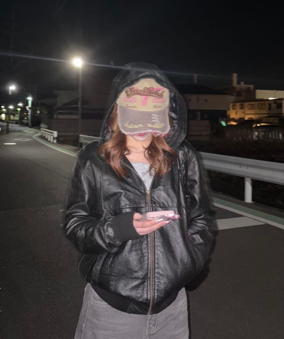ジャケット・アウター vintage realleather jacket / hood jacket