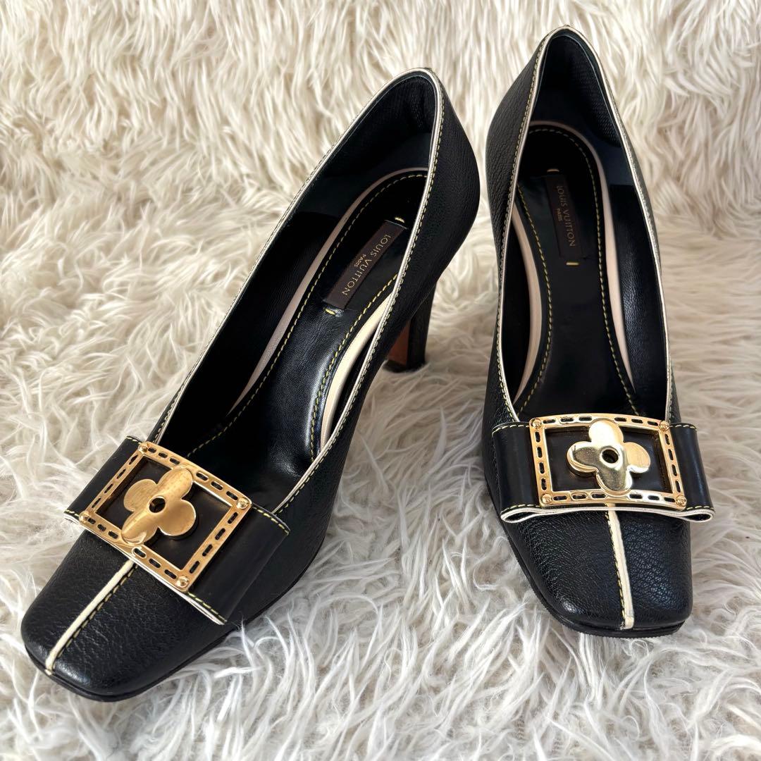 ✨美品　ルイヴィトン　ハイヒール　レザー　パンプス　フラワー　モノグラム　レザー