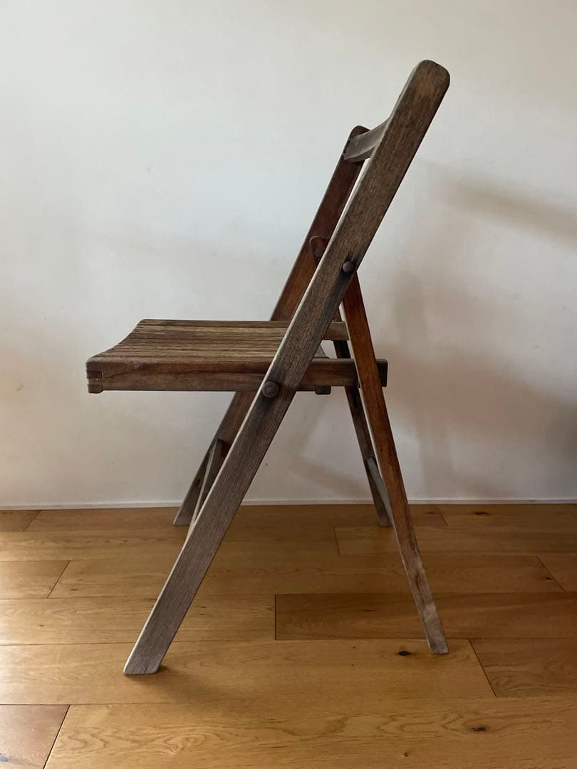 ヴィンテージ　アンティーク　木製折りたたみチェア 2脚セット