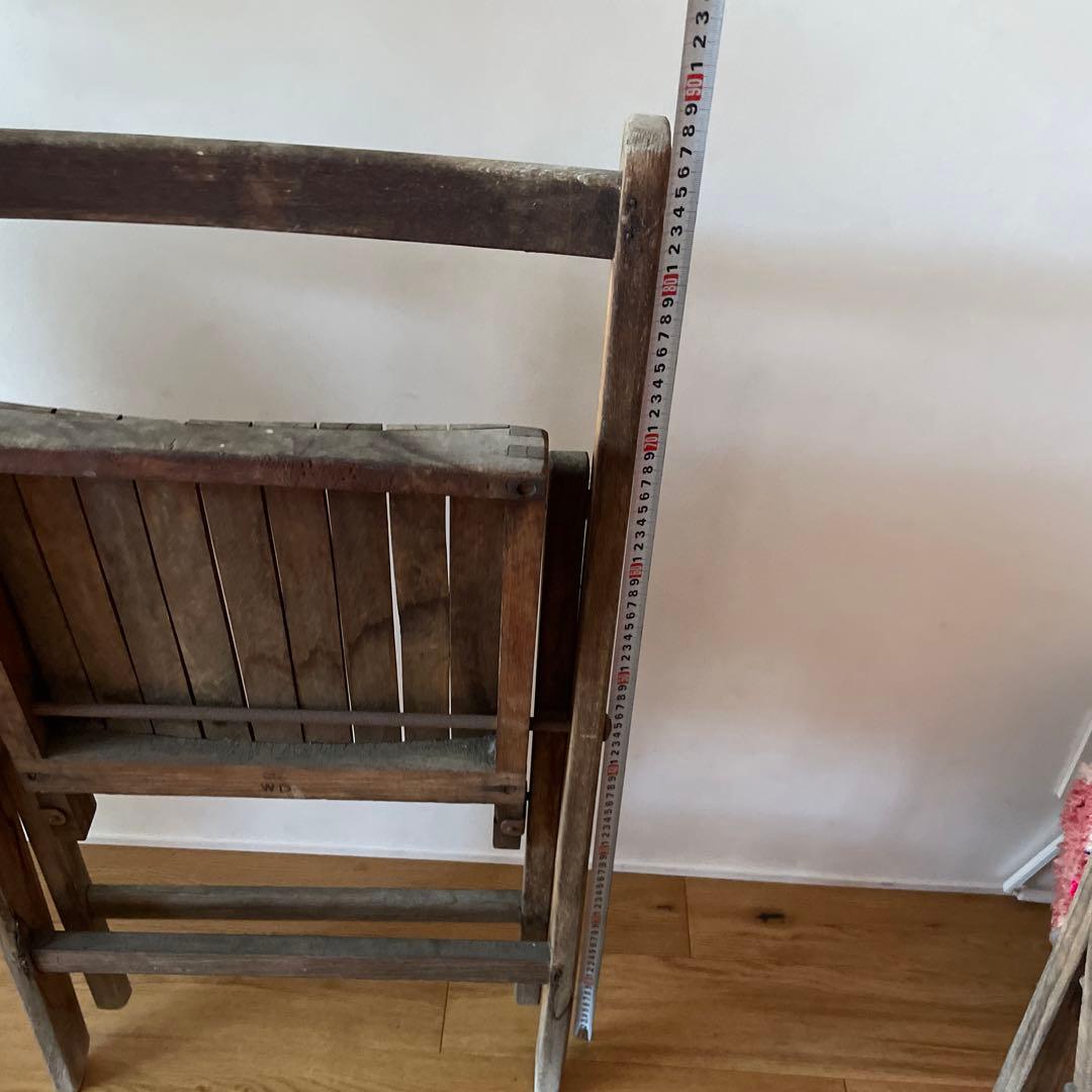 ヴィンテージ　アンティーク　木製折りたたみチェア 2脚セット