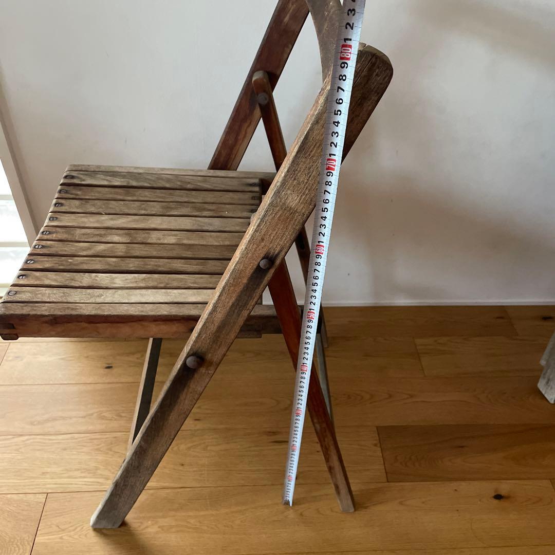 ヴィンテージ　アンティーク　木製折りたたみチェア 2脚セット