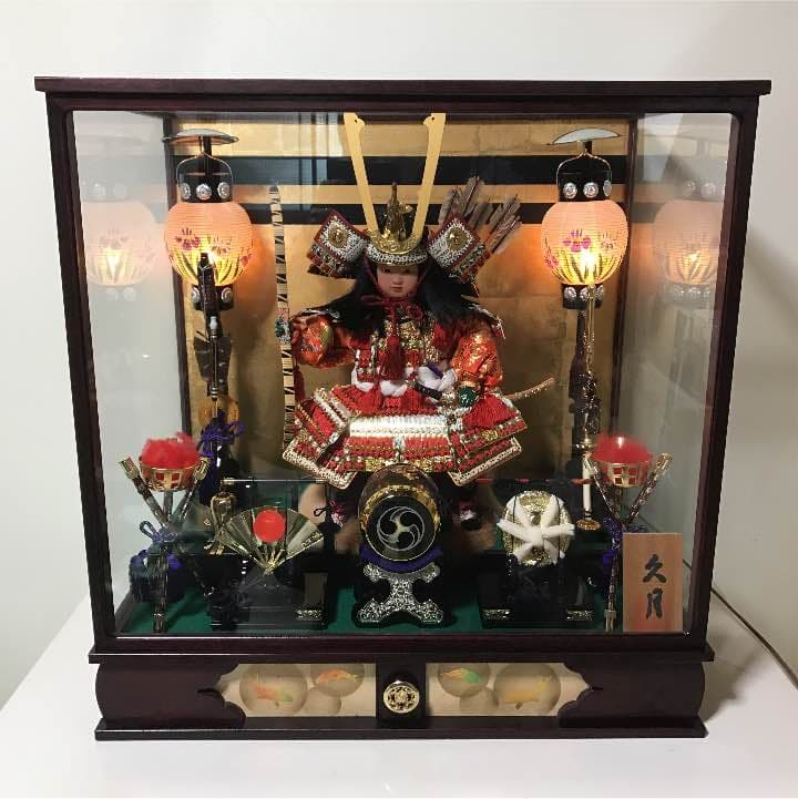 【送料無料】美品 久月 大将飾 五月人形 オルゴール ランプ付き
