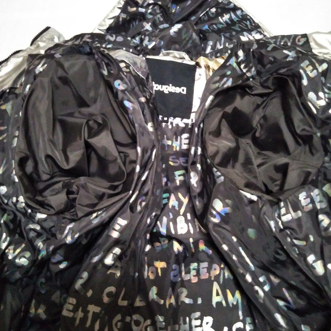 美品 Desigual デシグアルメタリックショートパデッドジャケット 短丈