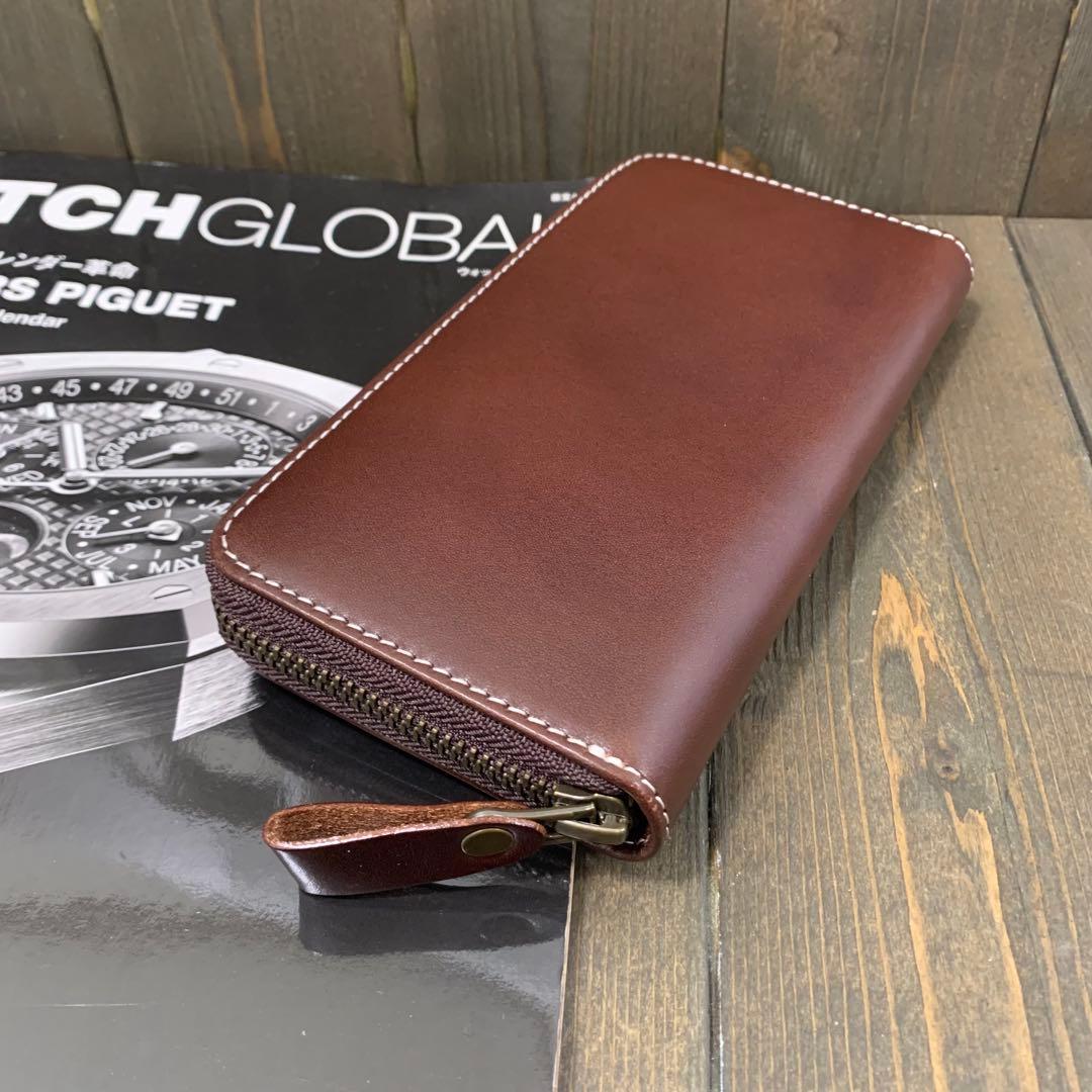 S23■コードバン × イタリアンレザー 長財布■馬 本革 ヌメ革 財布■珈琲