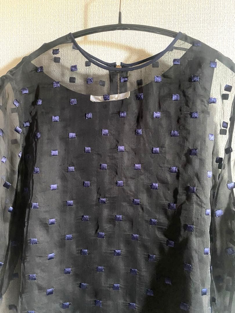 Chloe クロエ　シルクシフォン　ブラウス　半袖　ネイビー　S