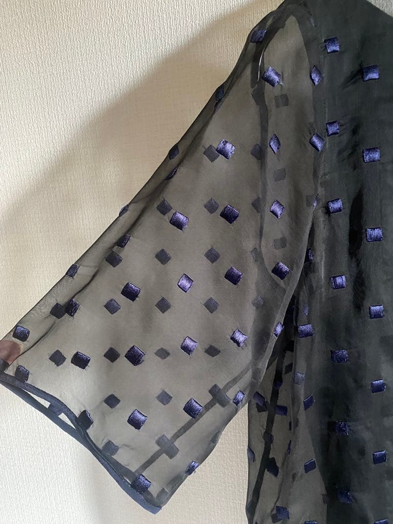 Chloe クロエ　シルクシフォン　ブラウス　半袖　ネイビー　S