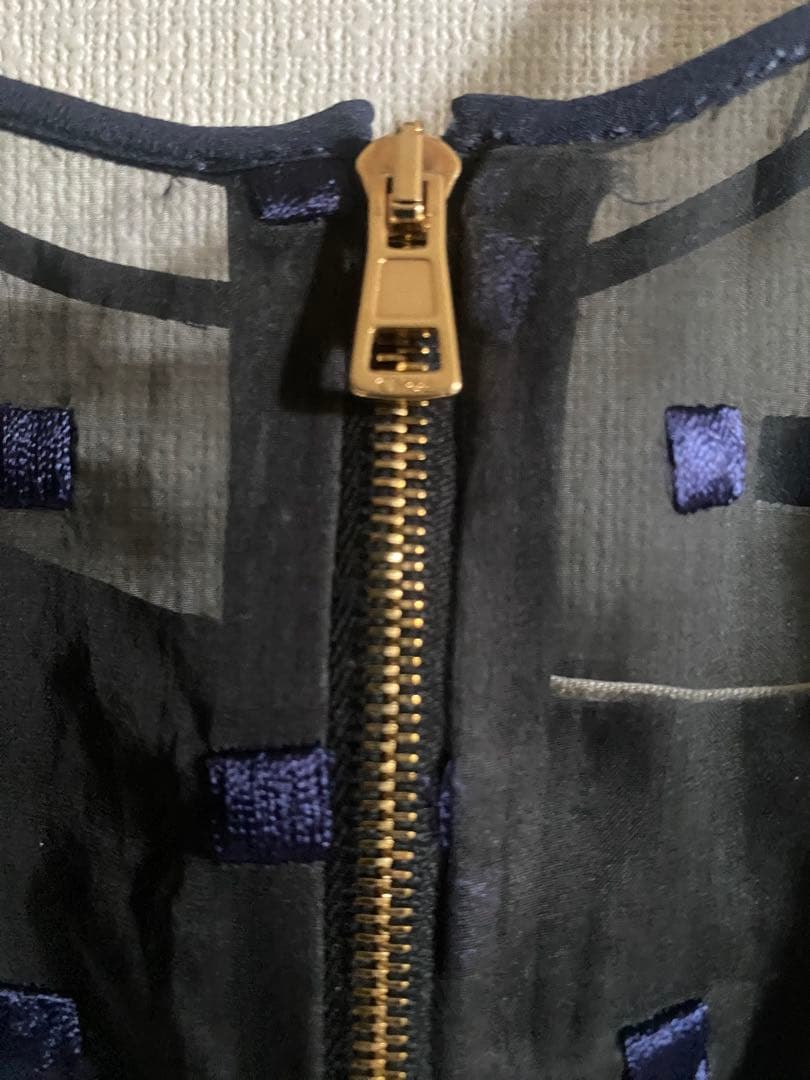 Chloe クロエ　シルクシフォン　ブラウス　半袖　ネイビー　S