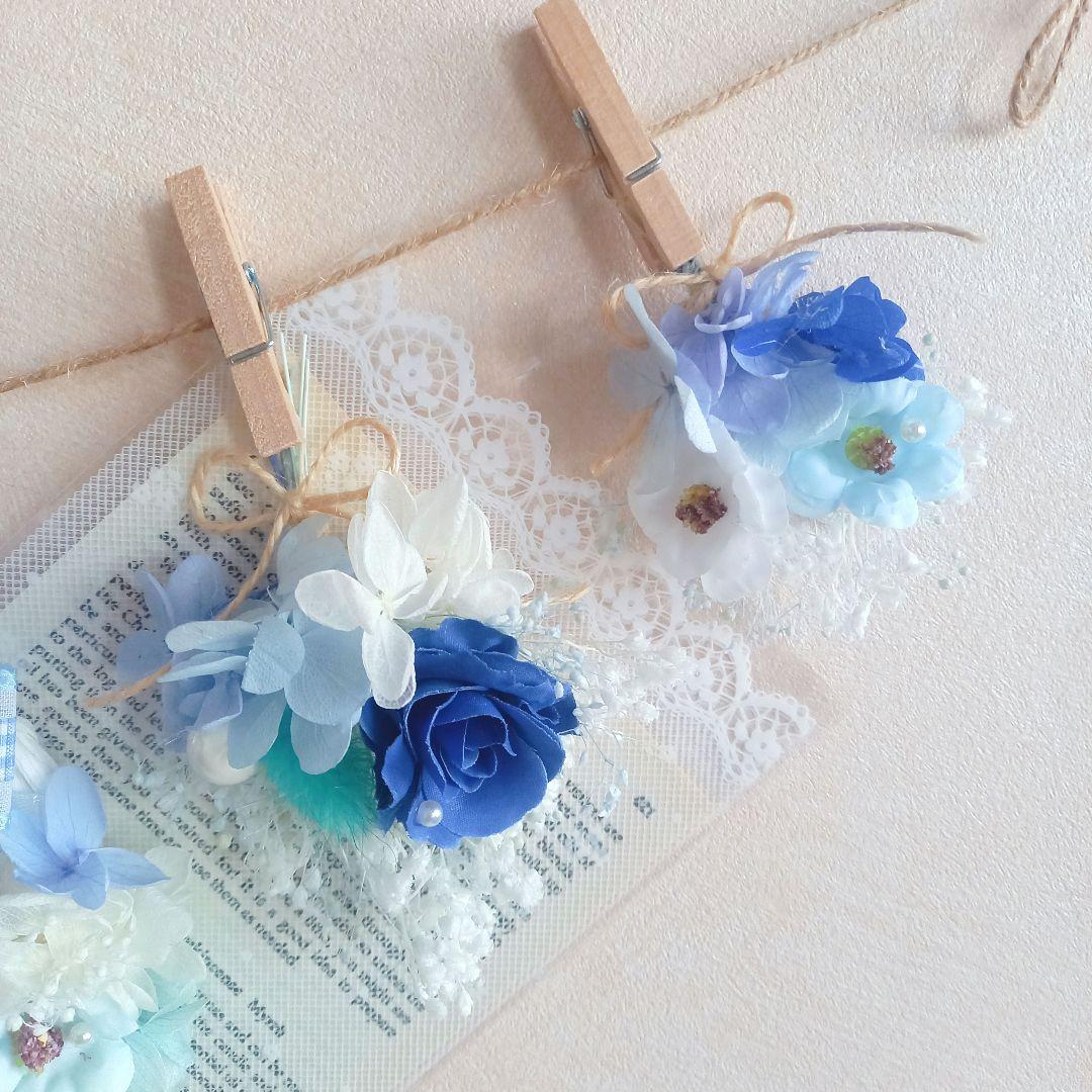 No27 ホワイト＆ブルー 爽やかマリンカラーフラワーガーランド⸜❤︎⸝‍