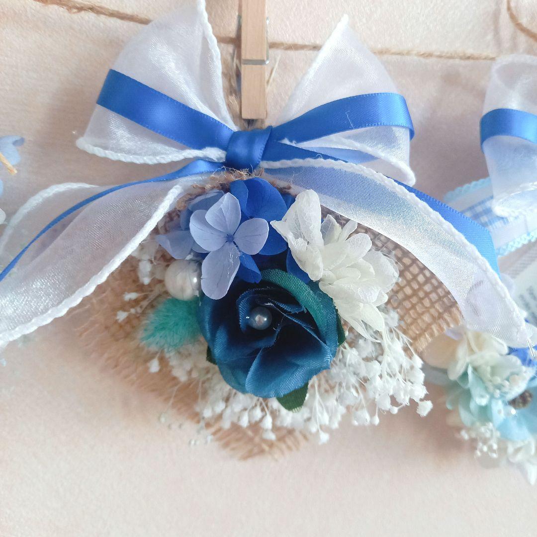 No27 ホワイト＆ブルー 爽やかマリンカラーフラワーガーランド⸜❤︎⸝‍