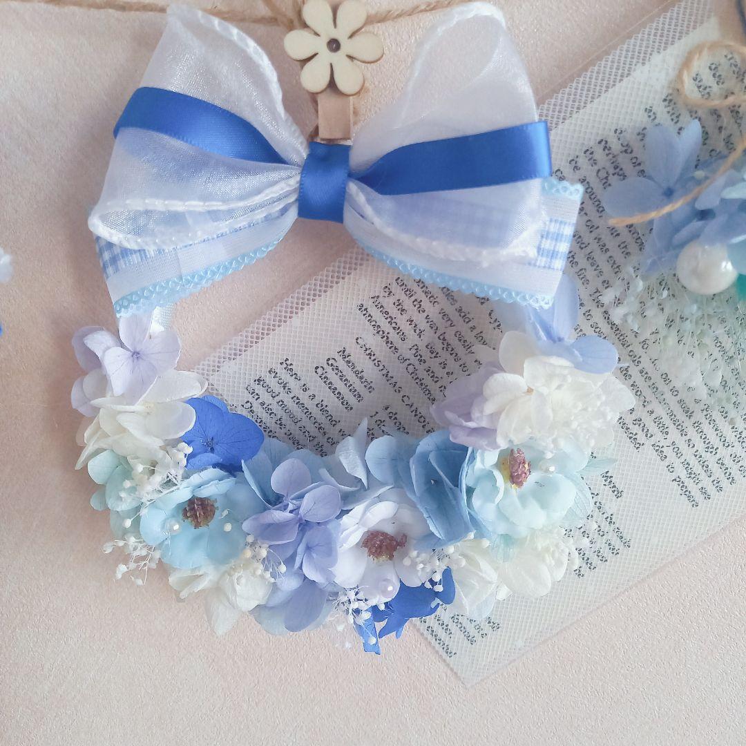 No27 ホワイト＆ブルー 爽やかマリンカラーフラワーガーランド⸜❤︎⸝‍