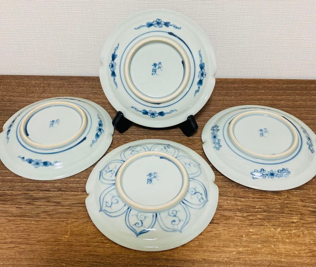 佐藤走波（六代）染付　なぶり組皿4枚