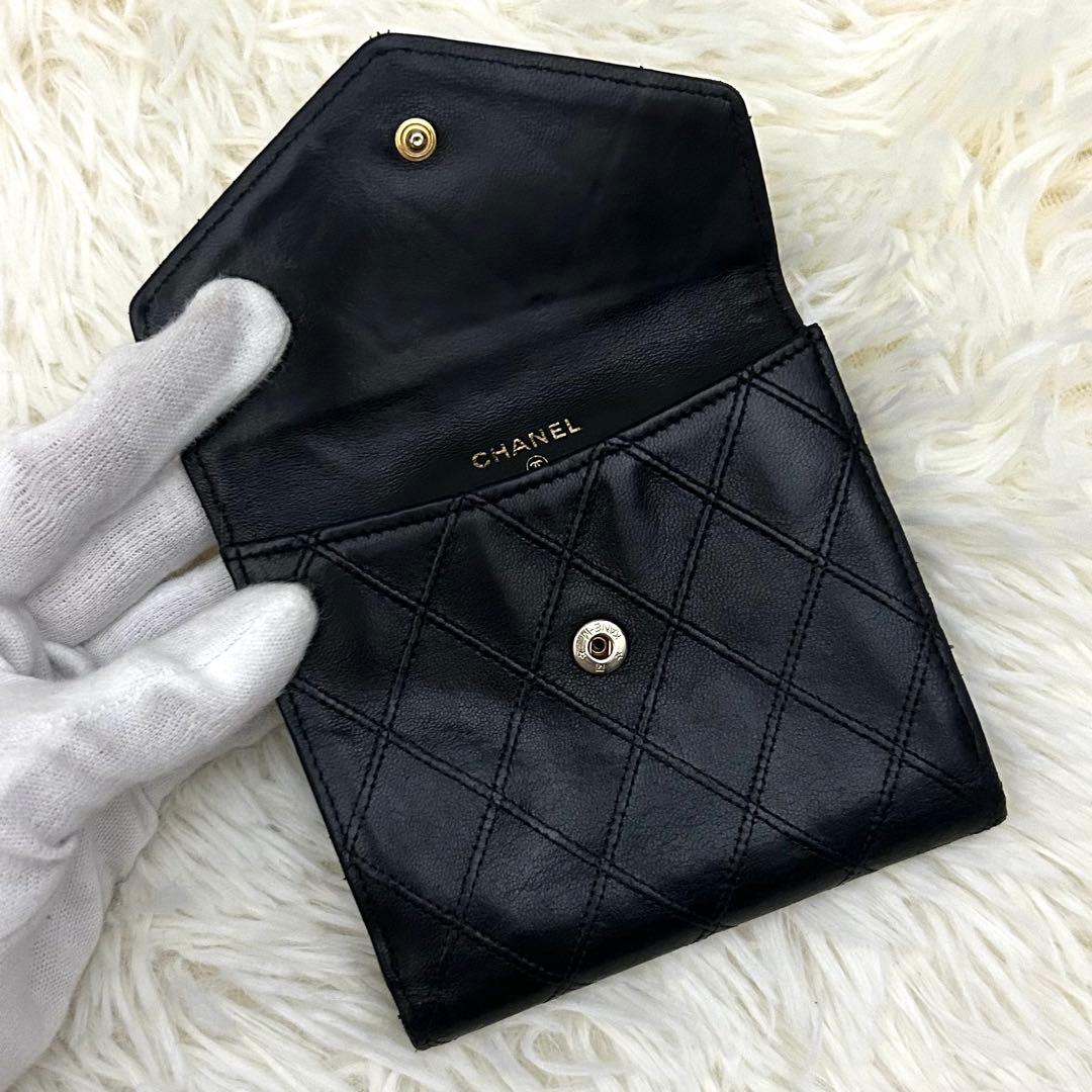 CHANEL シャネル ココマーク ビコローレ 二つ折り財布 ブラック
