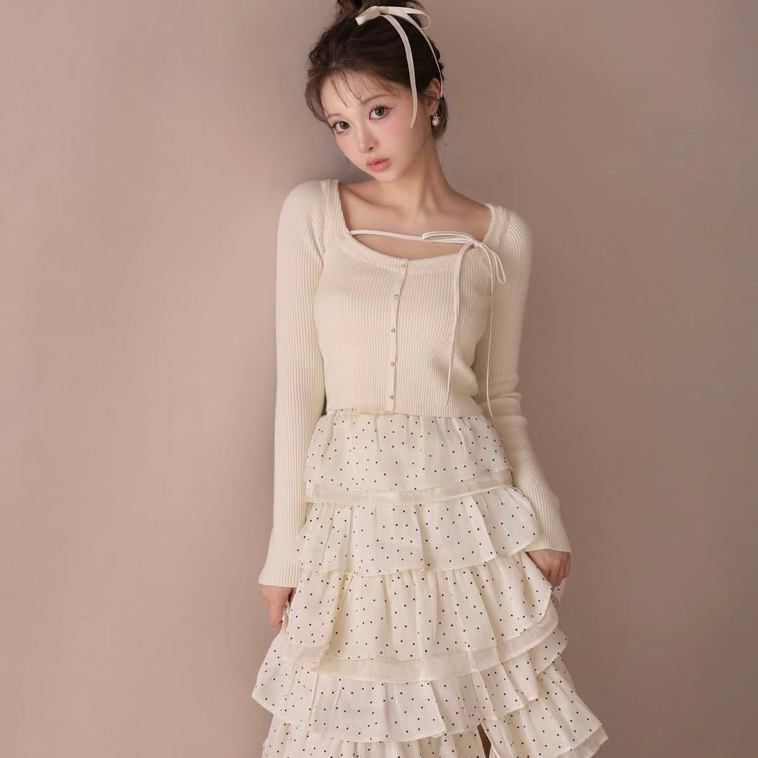 M me eme Lily dot tiered frill skirt 完売品