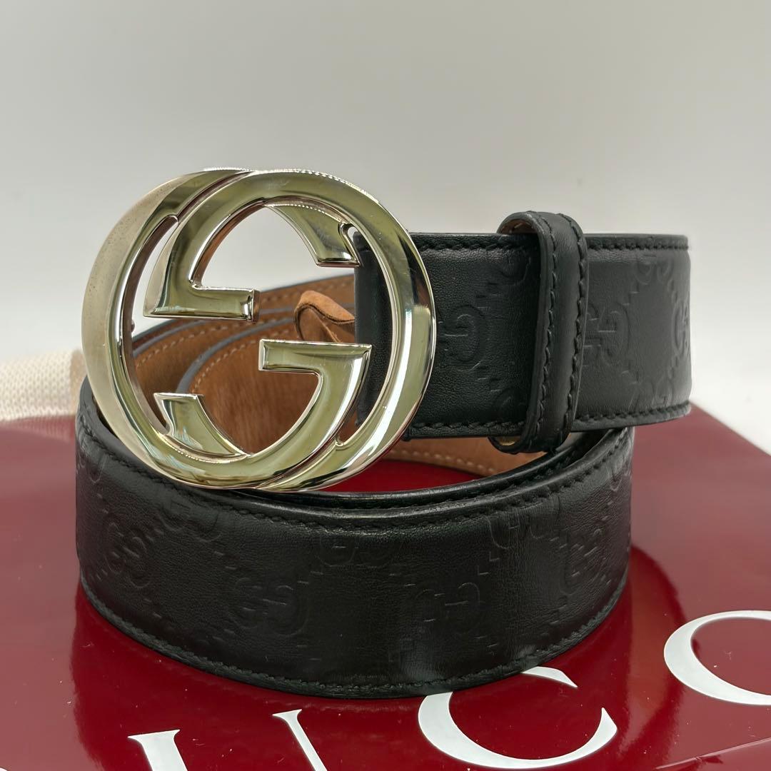 GUCCI☆インターロッキングGシマレザーベルト