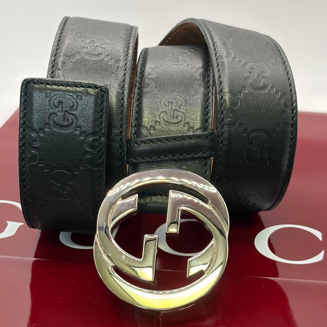 GUCCI☆インターロッキングGシマレザーベルト