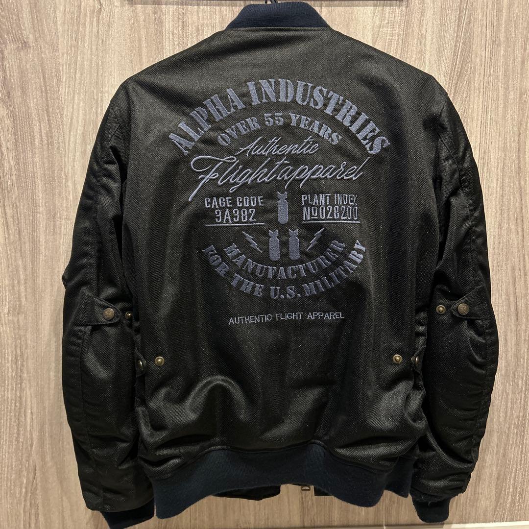 【美品】ALPHA INDUSTRIES MA-1 刺繍ロゴ 超希少 古着 L