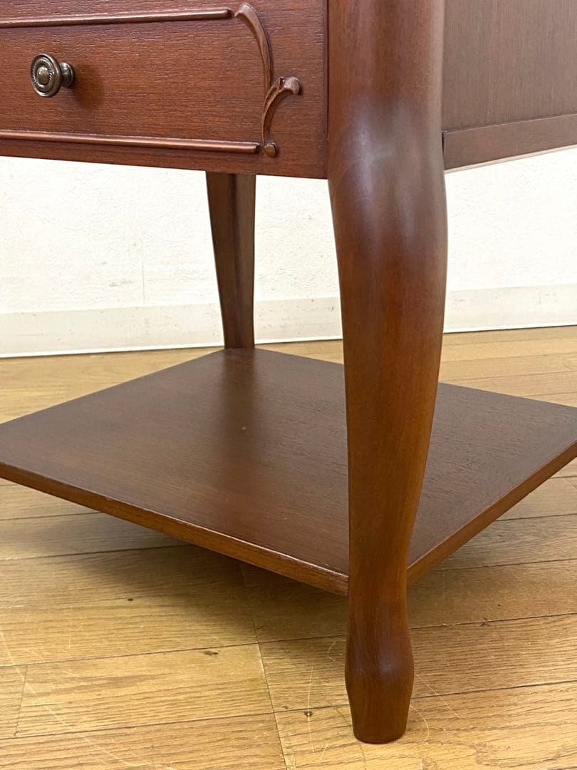 美品 アンティーク調 彫刻 ベッド サイドテーブル チェスト コンソール 引出し