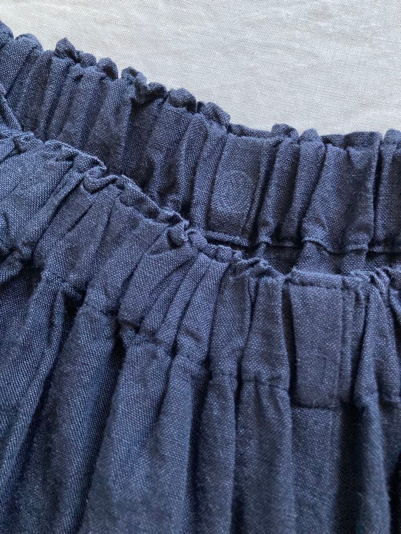 ヤンマ産業 リネンキュロットパンツ プラス10㎝丈 (ネイビー)