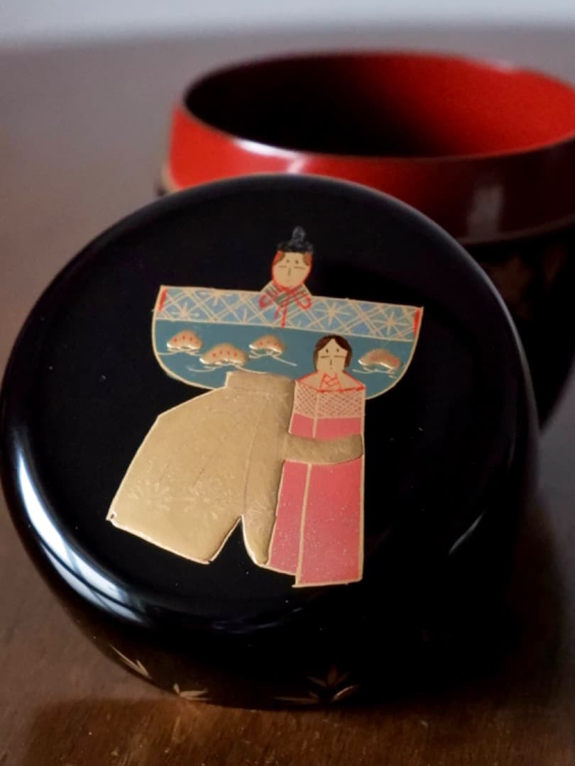 北村葵春　雛蒔絵　中棗　漆工芸　茶器　茶道具　箱付　Q2279