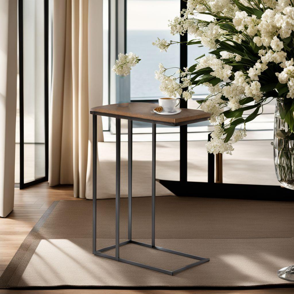 シックなデザイン ナイト コの字型 サイドテーブル スリム