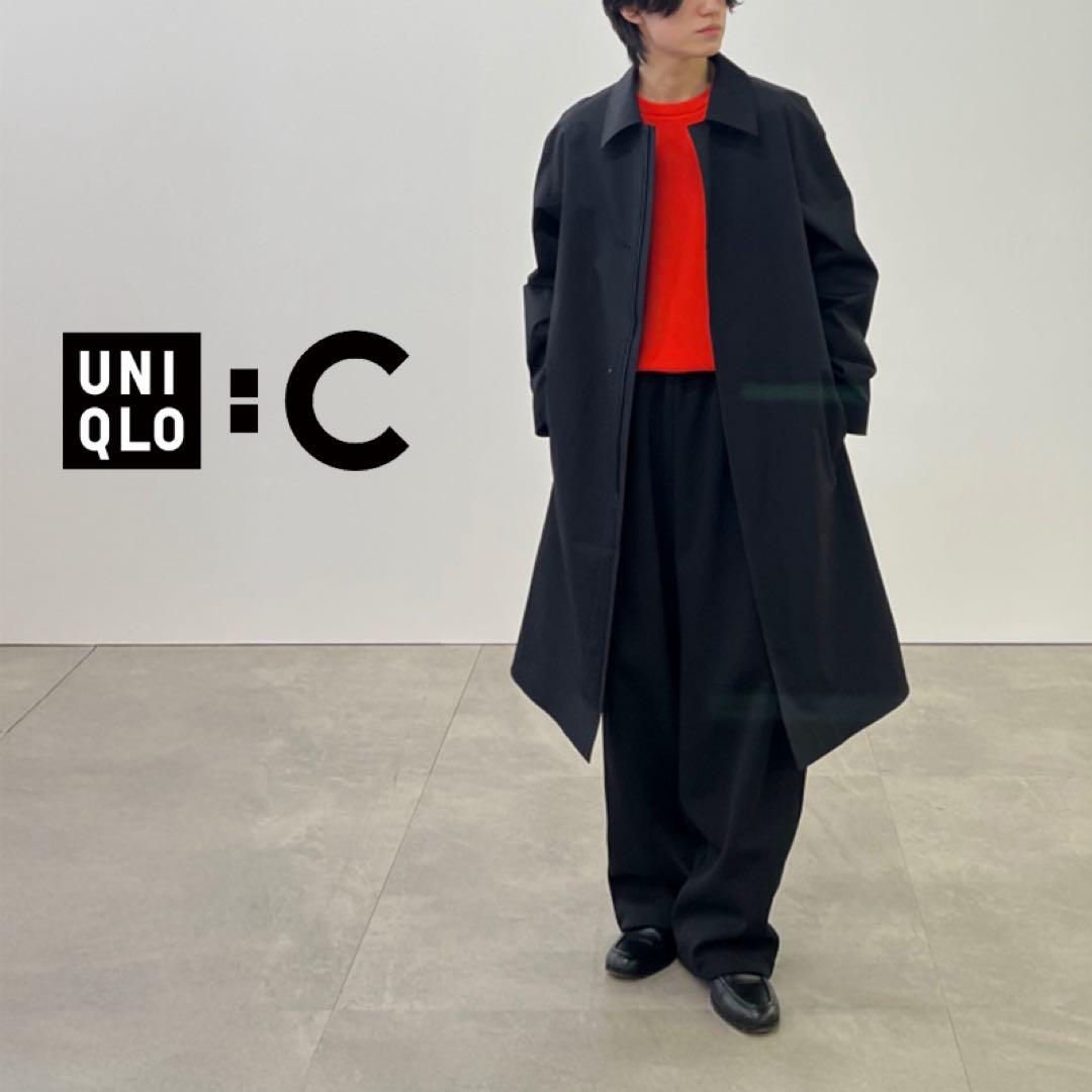 ユニクロC ブロックテックステンカラーコート ブラック L