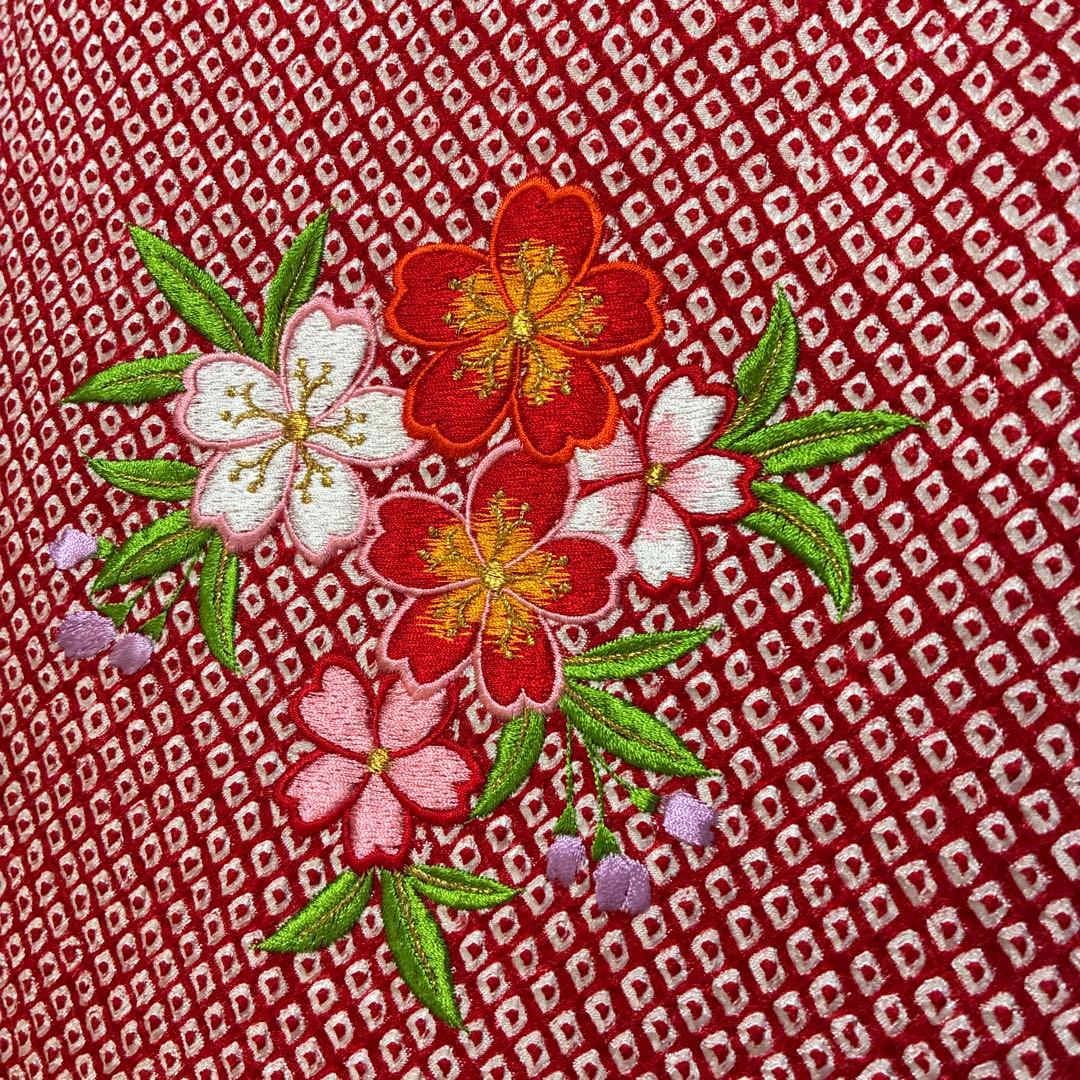 お祝い着　七五三　女の子総絞り着物　正絹　草履　髪飾り