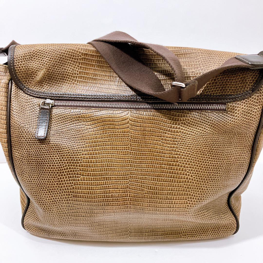 【逸品】ETRO レザー　メッセンジャー　ショルダーバッグ　蛇柄　型押し