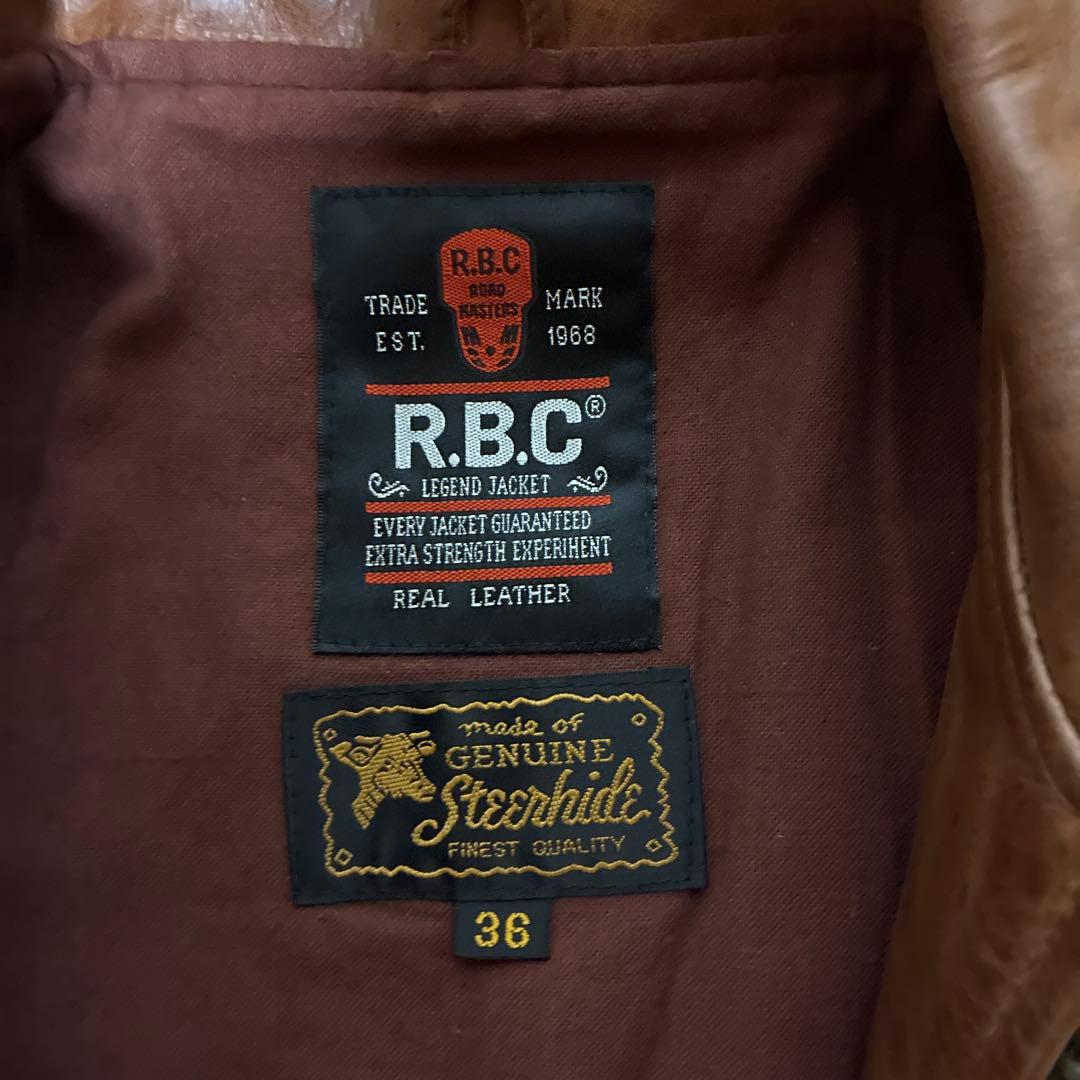 R.B.C ステアハイド シングル ライダースジャケット ブラウン 36