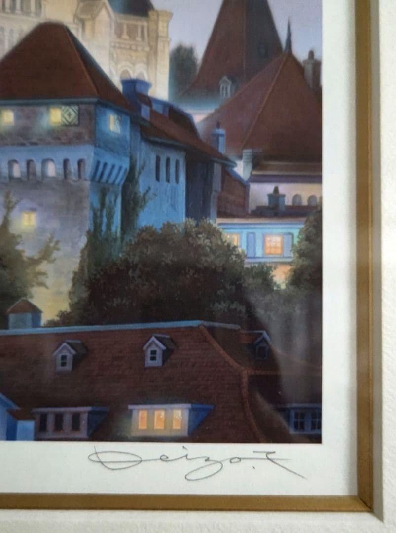 塚本馨三 シルクスクリーン版画「ムーンファンタジー」 額縁入り 証明書付