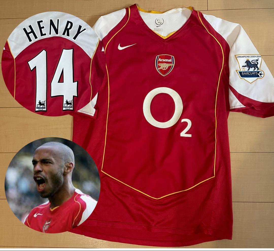 ナイキプレミアリーグアーセナル04サッカーホームユニフォーム赤白黄14アンリ