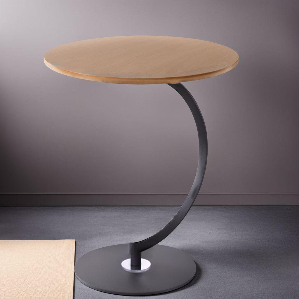 エレガントなウォルナット木目サイドテーブル　曲線