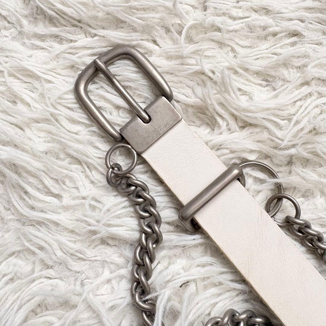 COMME des GARCONS HOMME PLUS チェーン付きベルト　白