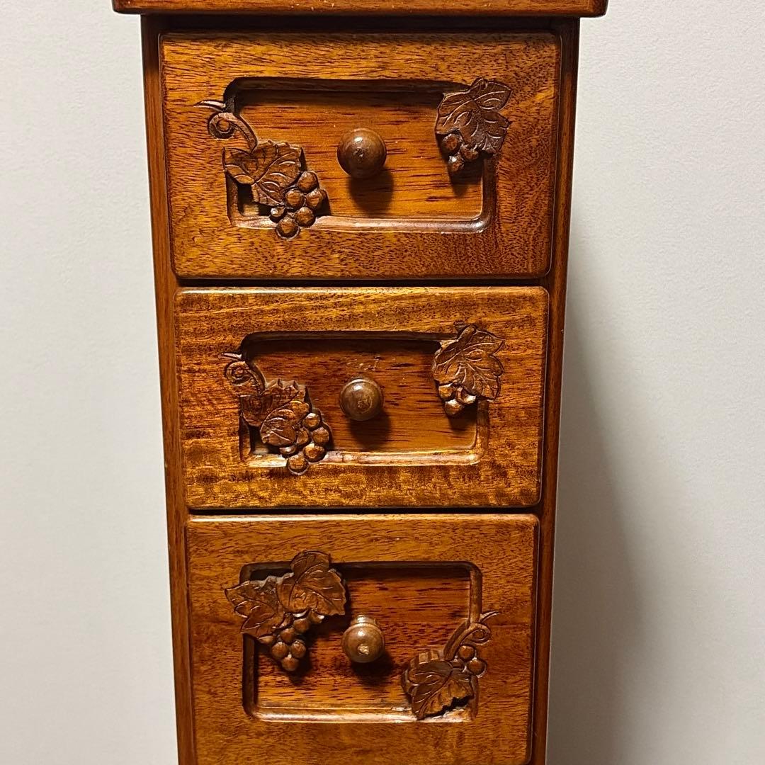 吉川 葡萄園 スリムチェスト　アンティーク 木製 小物入れ