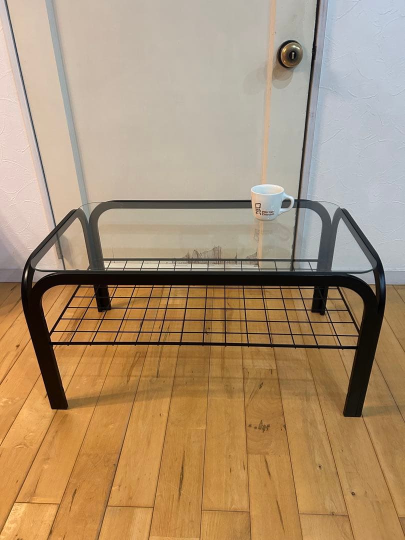 ☆レトロポップ☆モダン　80‘s ガラス　センターテーブル　コーヒーテーブル