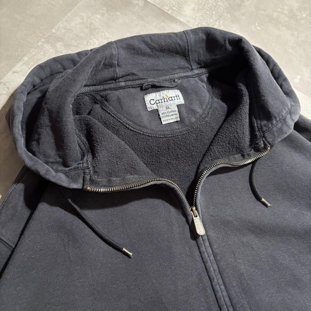 カーハート carhartt パーカー　フルジップ　サンフェード　ブラック　黒