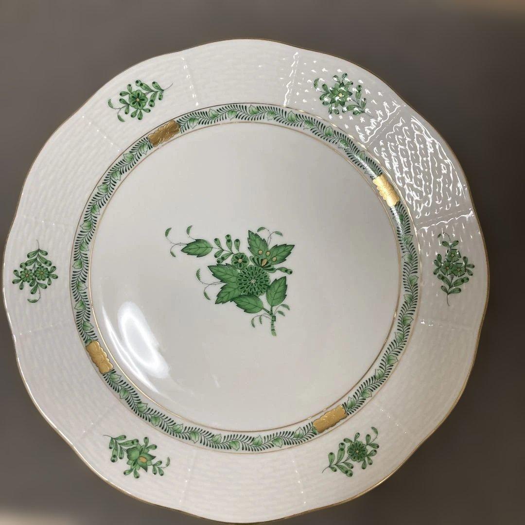 ヘレンドプレート　アポニーグリーンプレート　25センチ