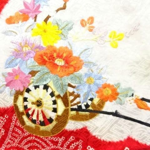 正絹綸子☆本絞＆刺繍☆絞りの粒もフレッシュ☆極上グレードの3歳七五三用祝着