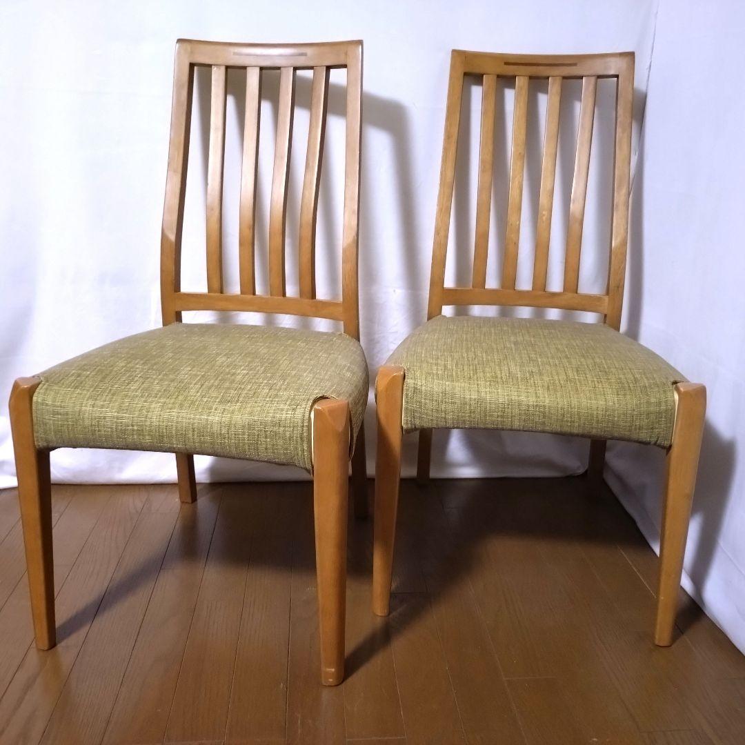 朝日木材加工　ダイニングチェア　2脚セット　座面カバー付き　送料無料