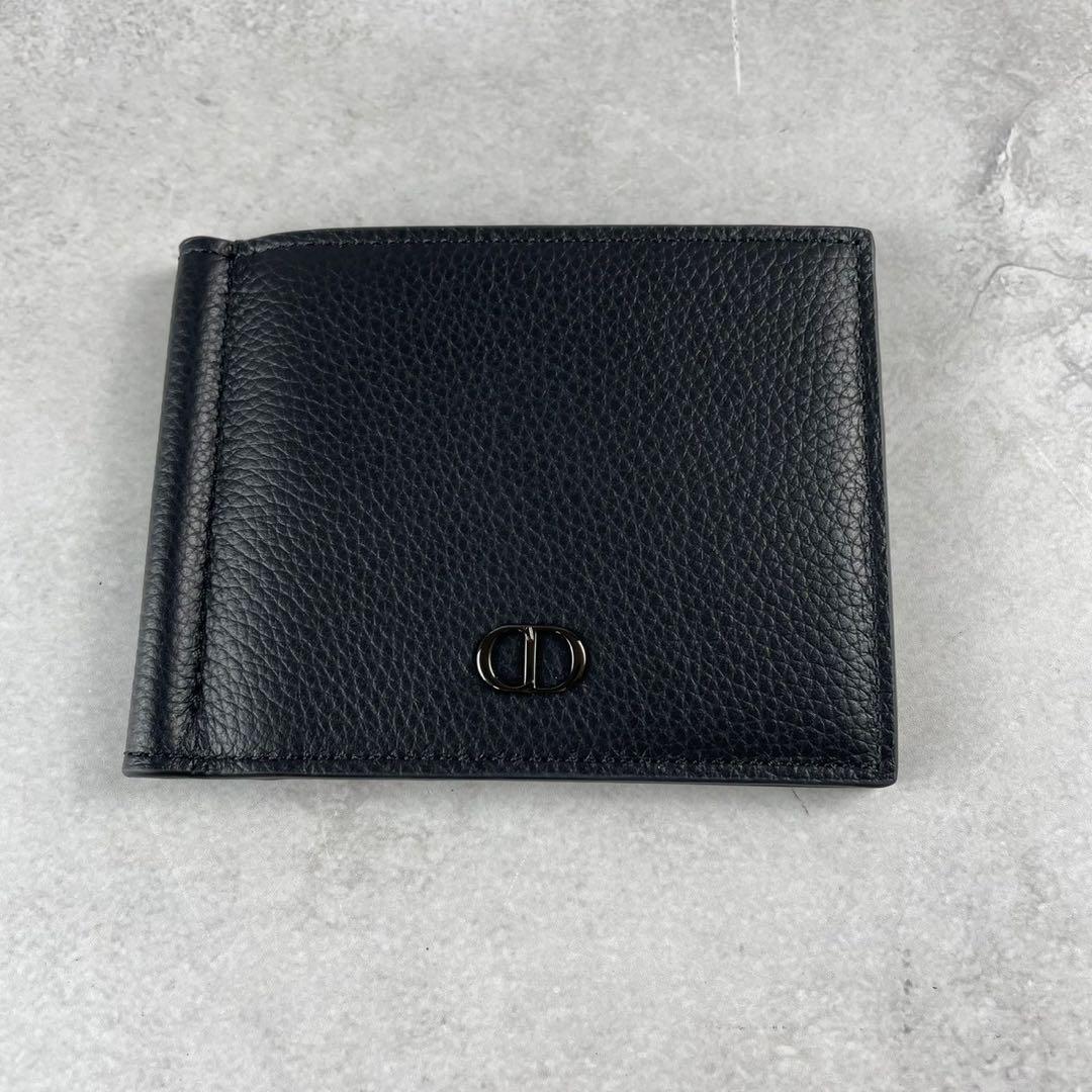 【未使用保管品】 ディオールオム マネークリップ ネイビー レザー