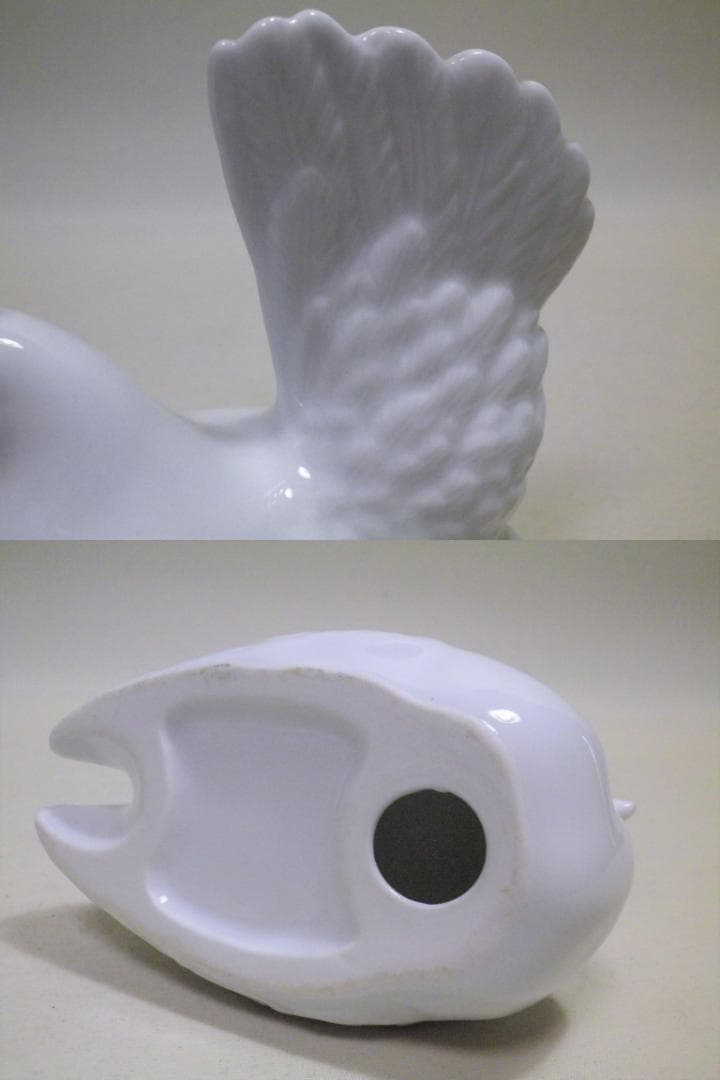 鍋島　白磁　夫婦鶏置物