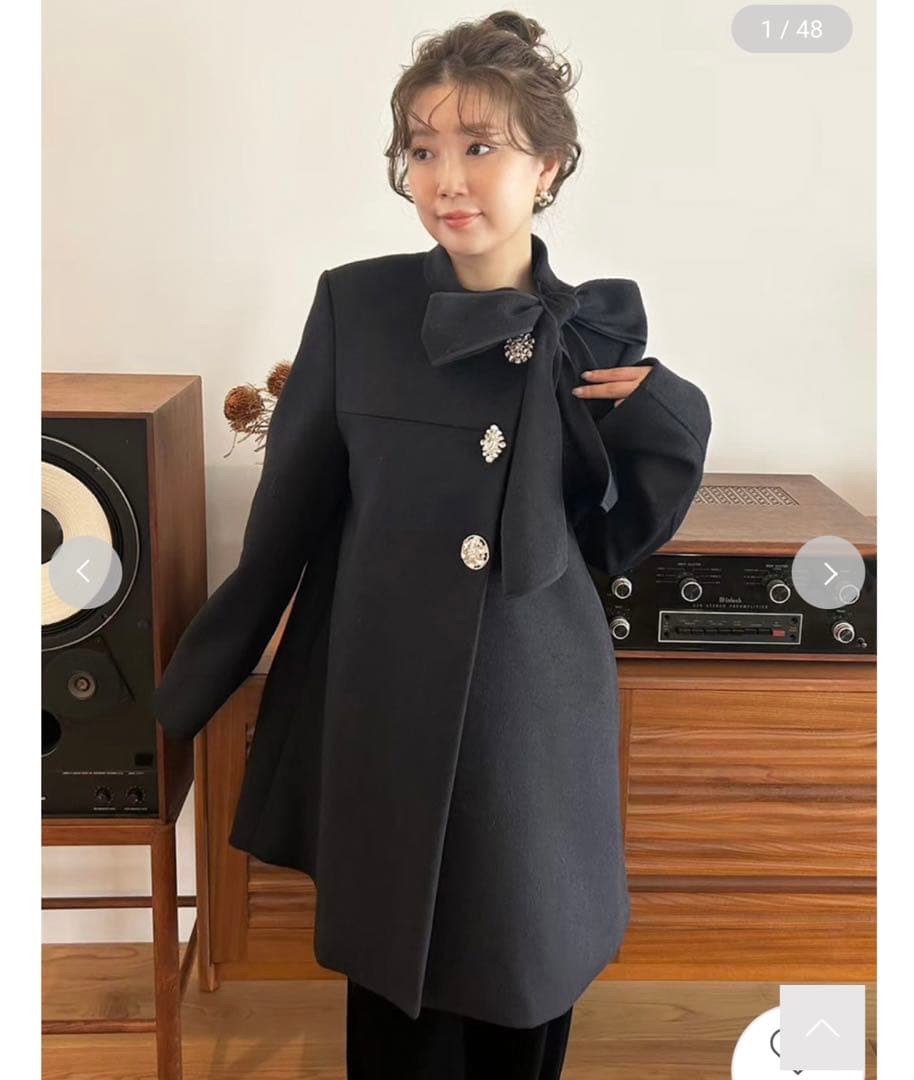 LILY BROWN[L.B CANDY STOCKAラインビジューリボンコート