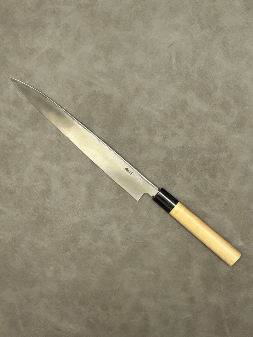 柳刃 包丁 240mm 安来鋼青紙２号 朴シノギ柄 ②