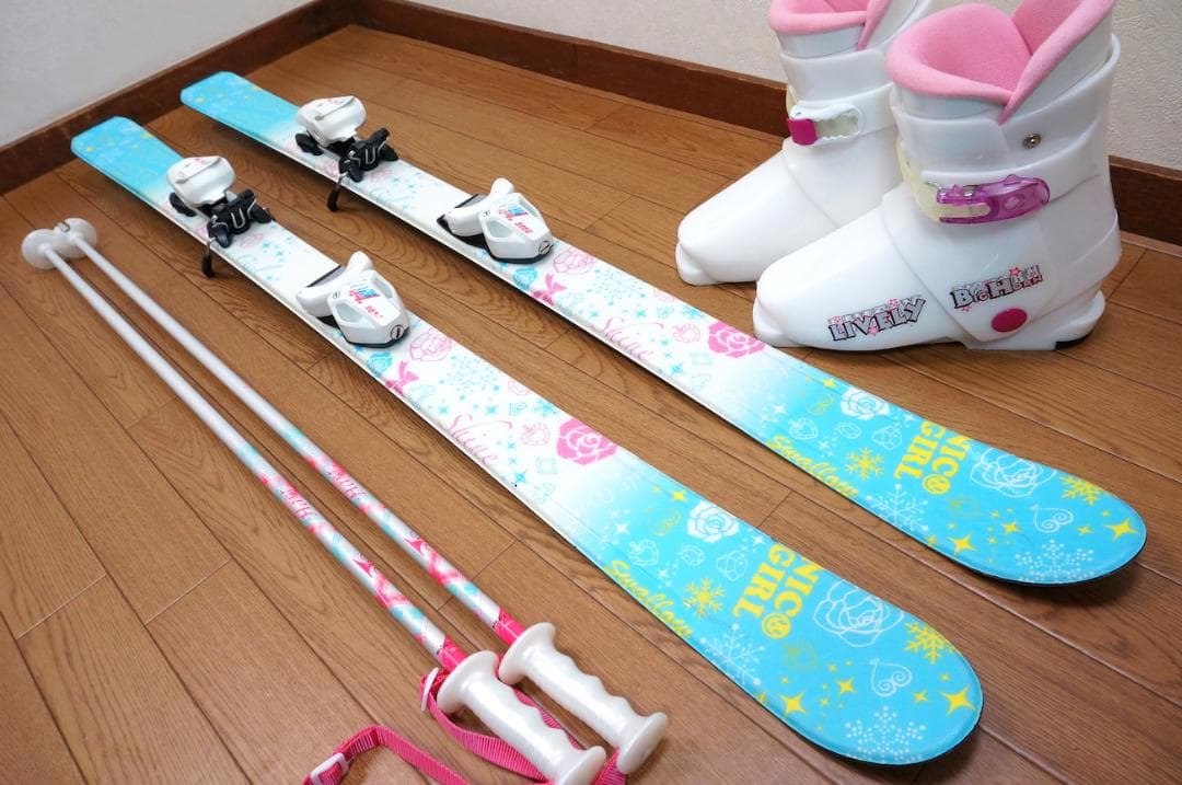 メンテ済 100cm 靴23cm SWALLOW スキーセット