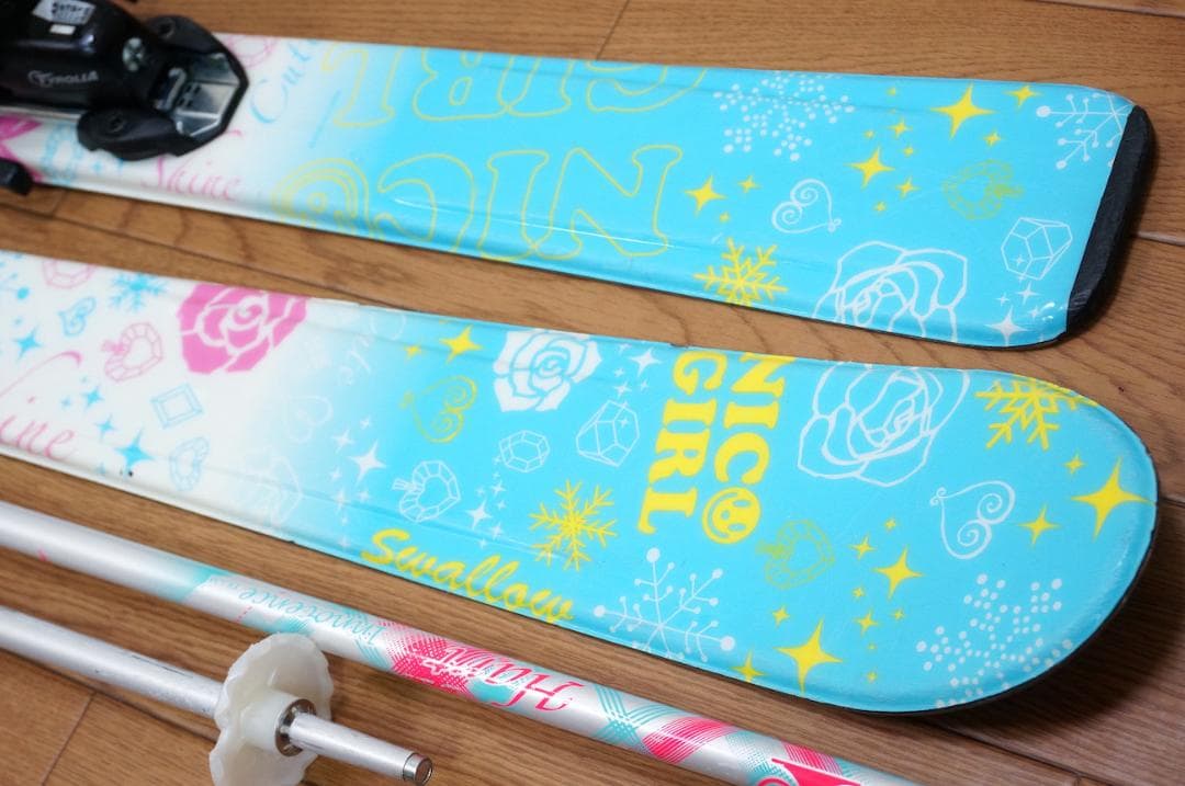 メンテ済 100cm 靴23cm SWALLOW スキーセット
