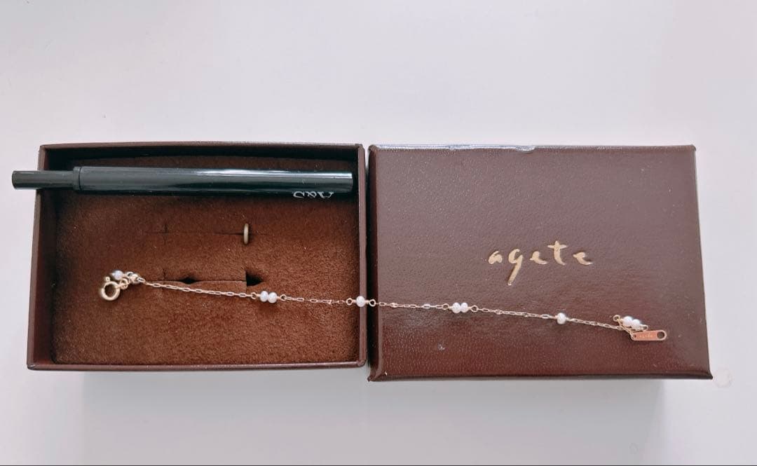 美品　アガット　agete K10 パール　ブレスレット ゴールド