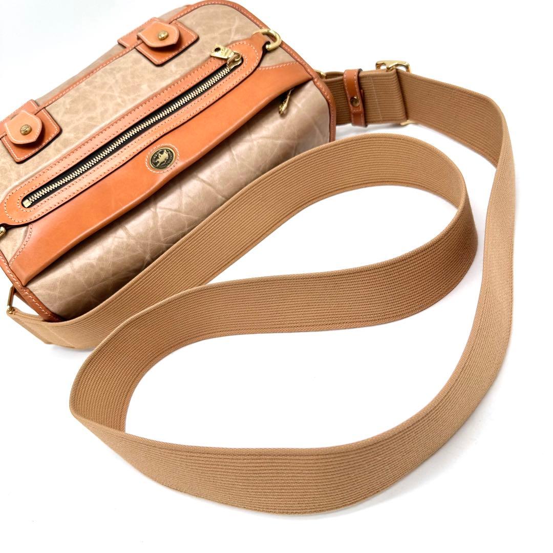 【希少】ハンティングワールド メッセンジャーバッグ バチューレザー ベージュ