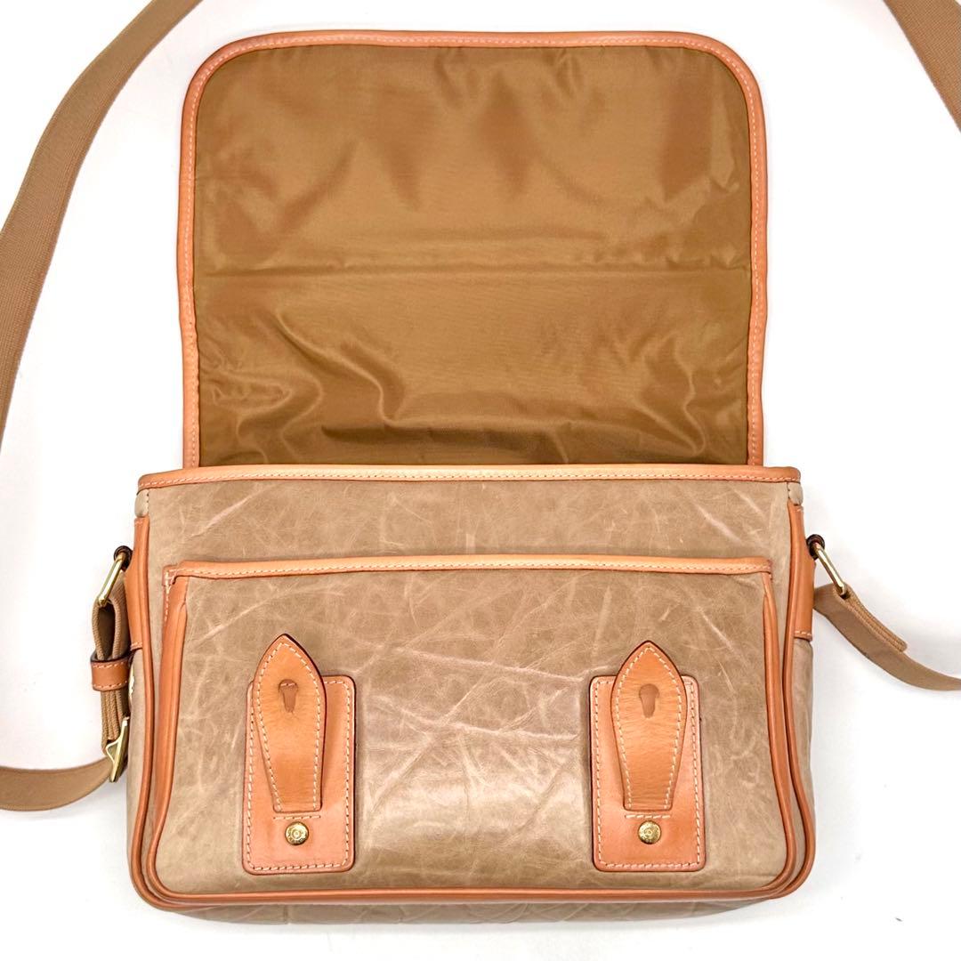 【希少】ハンティングワールド メッセンジャーバッグ バチューレザー ベージュ