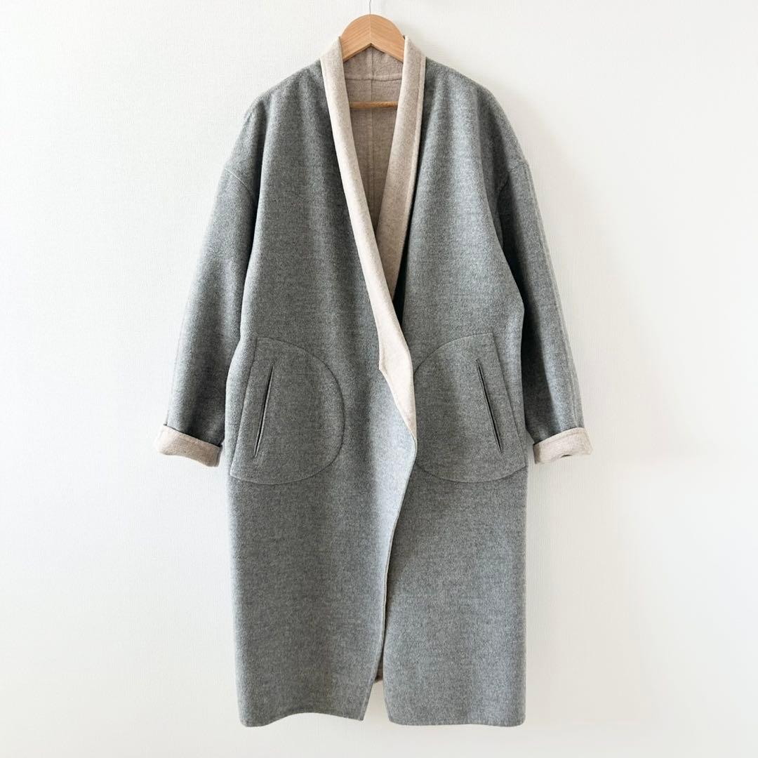 美品✨マーロ　ロングコート　ダブルフェイスコート　グレー　42