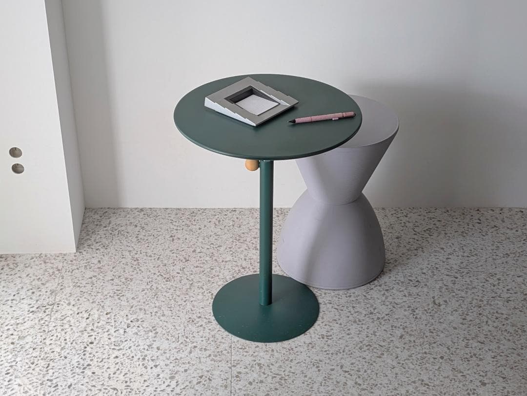 ビンテージ イノベーター メタル サイドテーブル ラウンド 一本脚 高さ調節可