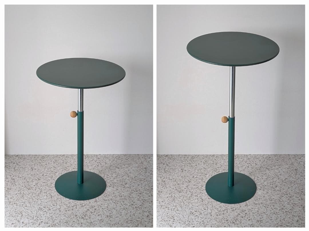 ビンテージ イノベーター メタル サイドテーブル ラウンド 一本脚 高さ調節可